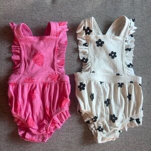 Cat & Jack Pink and White Floral Bodysuits